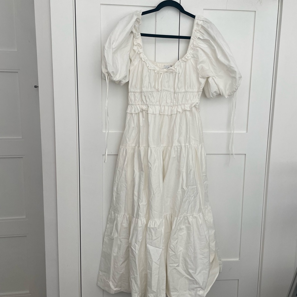 En Saison Cream Drawstring Waist dress